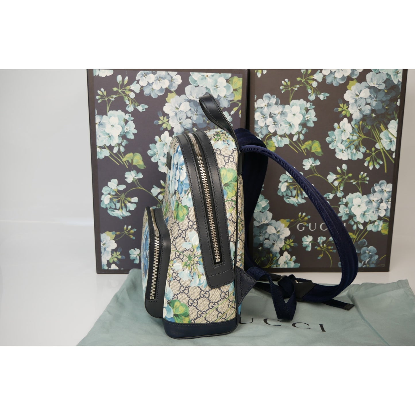 Gucci Supreme Blooms Floral Blue Backpack