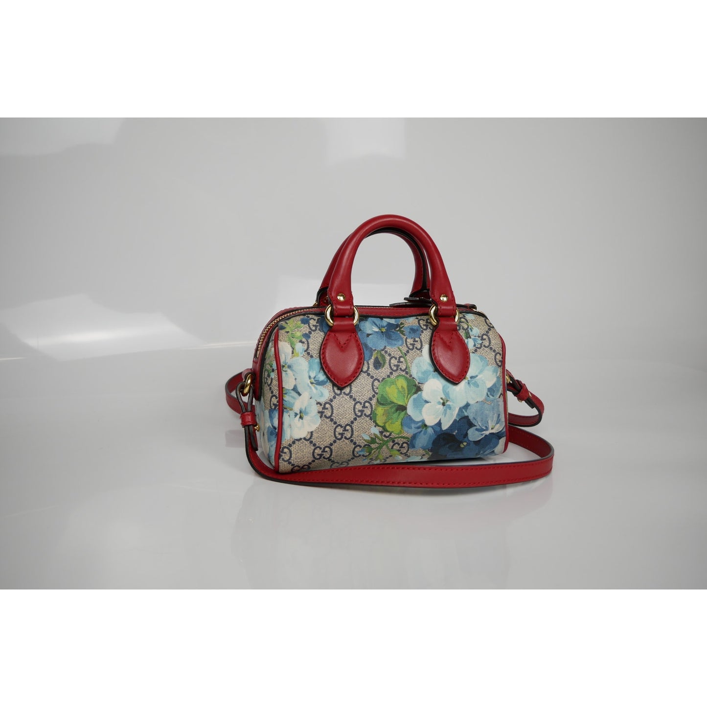 Gucci Supreme Monogram Blue Blooms Mini Boston