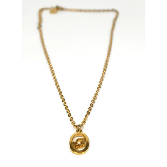 Dior Vertical Oval Signature GP Charm Gold-Plated Necklace