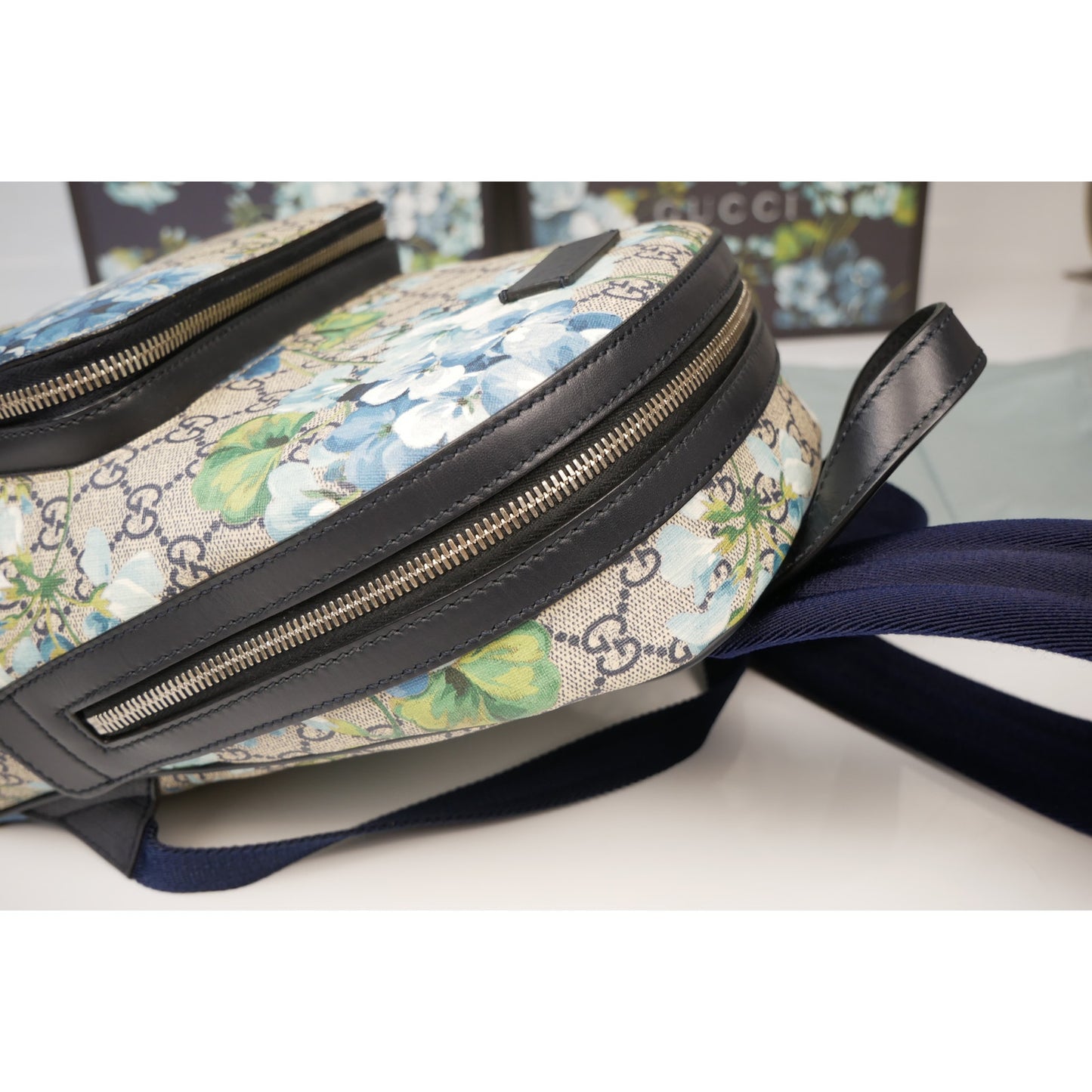 Gucci Supreme Blooms Floral Blue Backpack