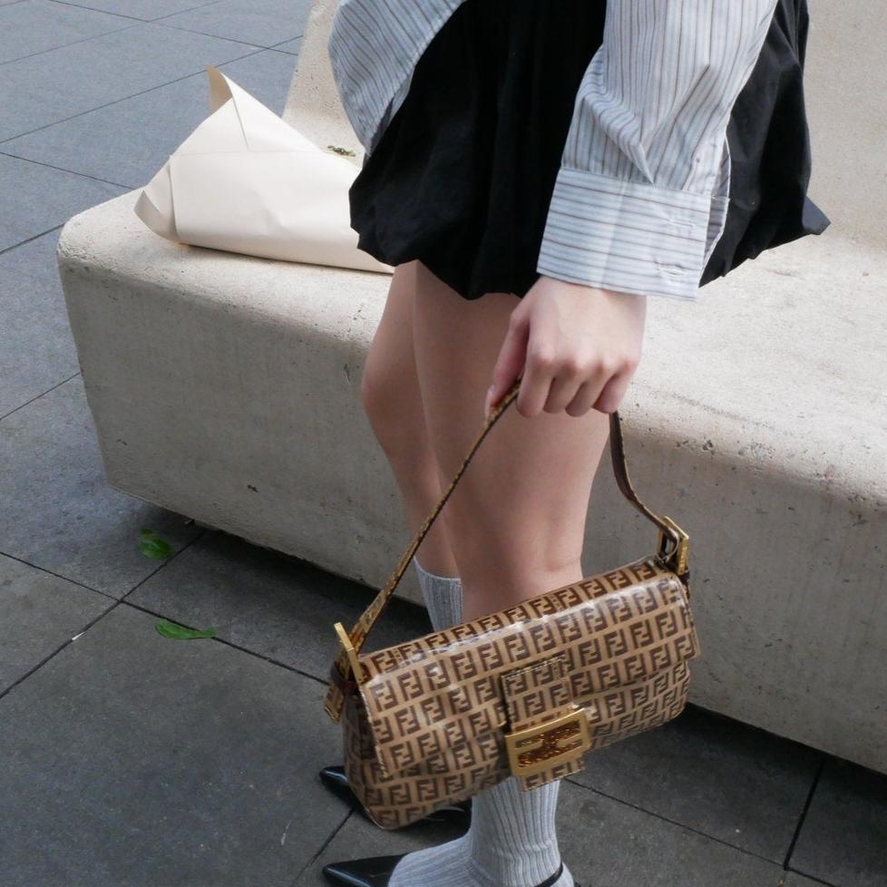 Fendi Zucchino Mamma Baguette Shoulder Bag