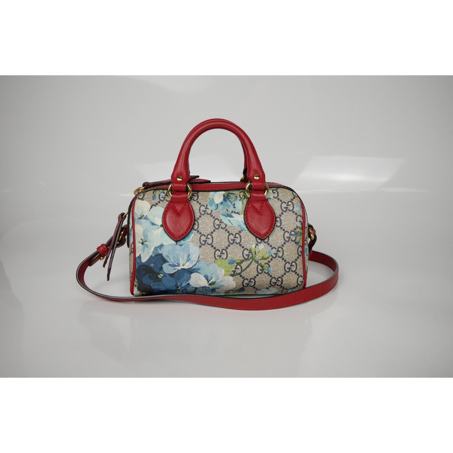 Gucci Supreme Monogram Blue Blooms Mini Boston