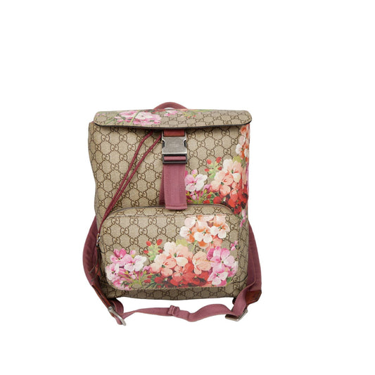 GUCCI Buckle Backpack Blooms Print GG Coated Canvas
