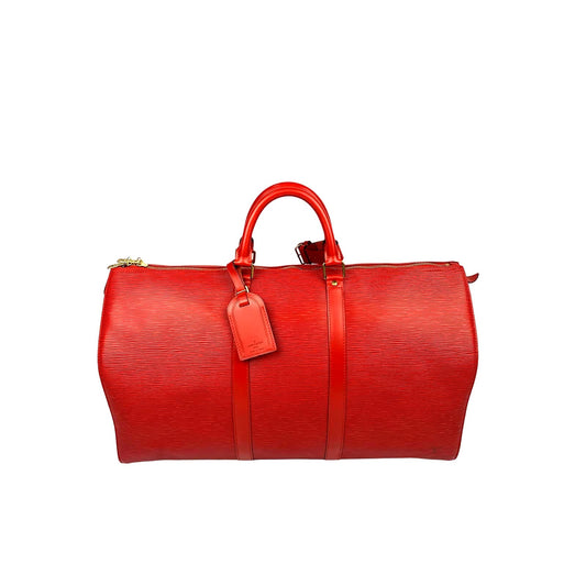Louis Vuitton Castilian Red Epi Keepall 45 Boston Bag