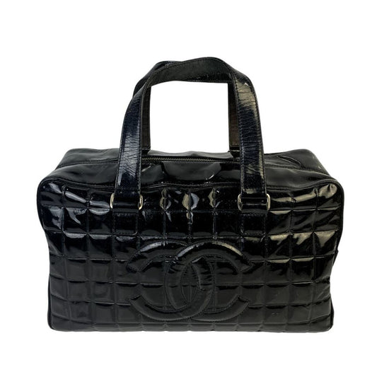 Chanel Chocolate Bar Patent Leather Boston Hand Bag