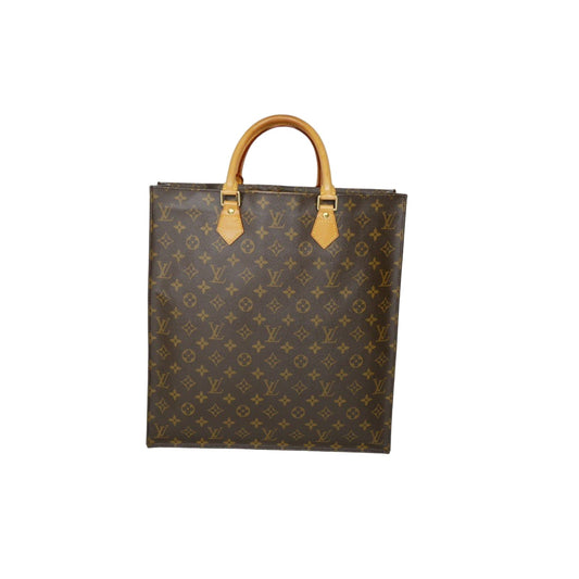 Louis Vuitton Monogram Sac Plat Tote Leather Hand Bag