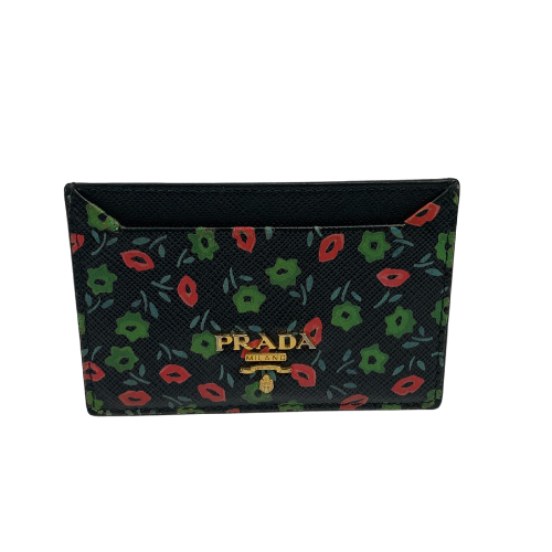 Prada Floral Logo Green & Red Cardholder