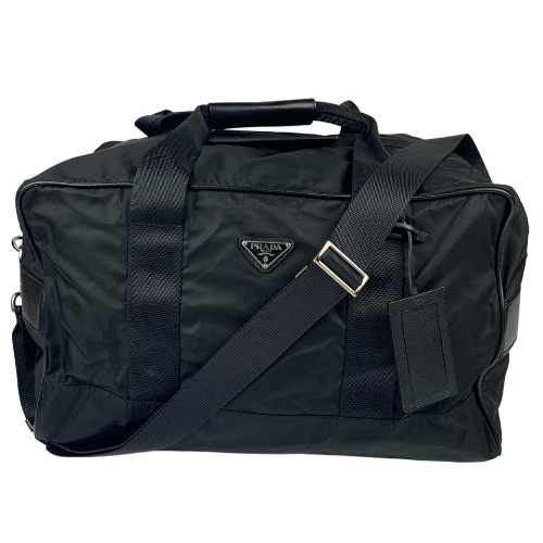 Prada Black Saffiano Travel Gym Duffle Bag
