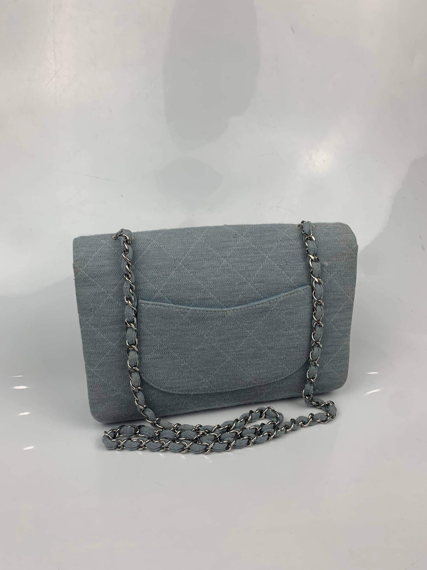 Chanel Blue Cotton Turnlock Shoulder Bag
