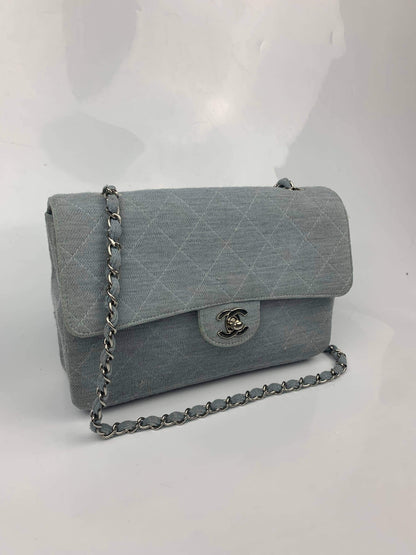 Chanel Blue Cotton Turnlock Shoulder Bag