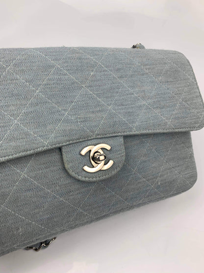 Chanel Blue Cotton Turnlock Shoulder Bag