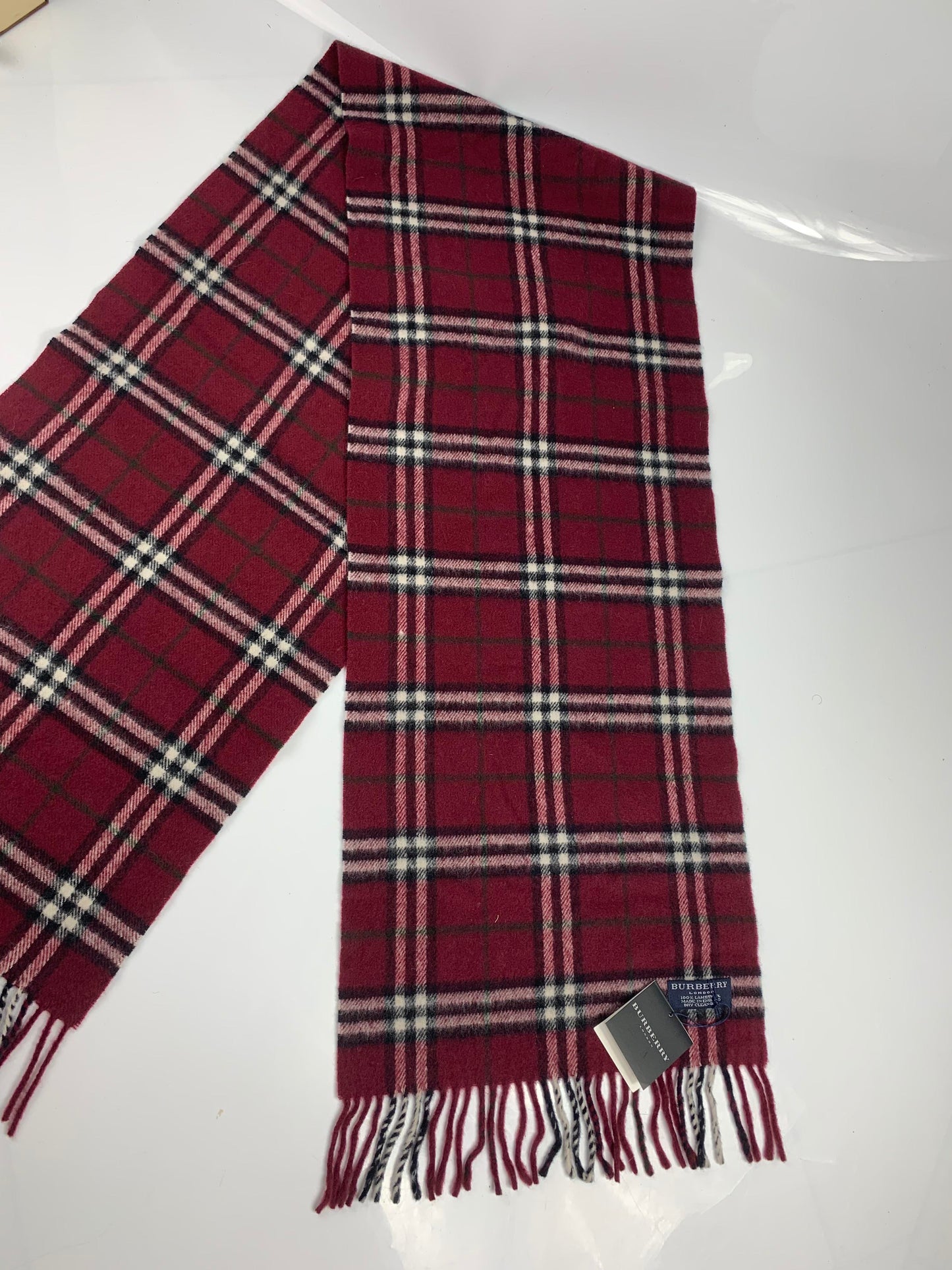 Burberry Red Check Lambswool Scarf