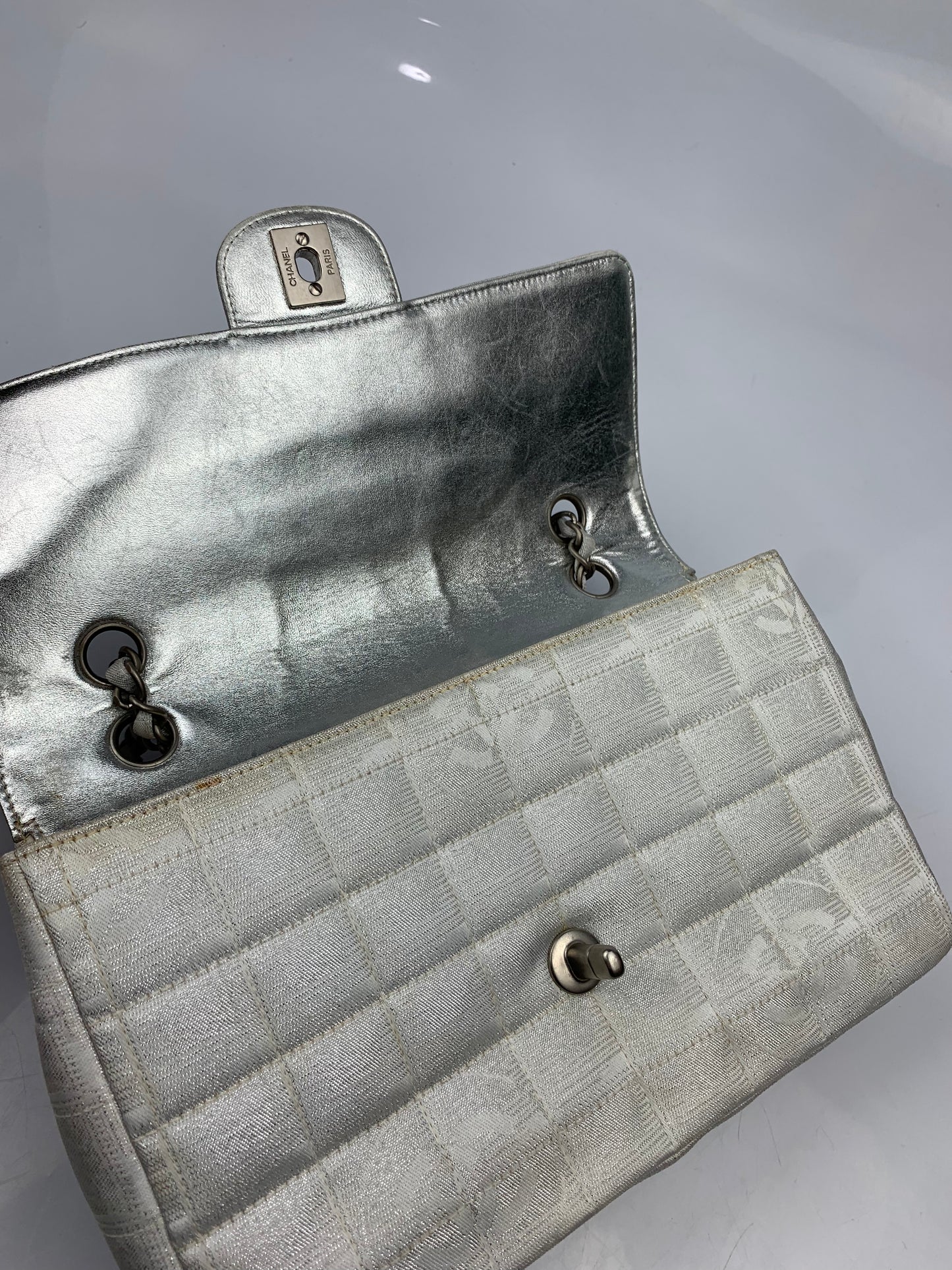 Chanel Silver Shine Flap Bag