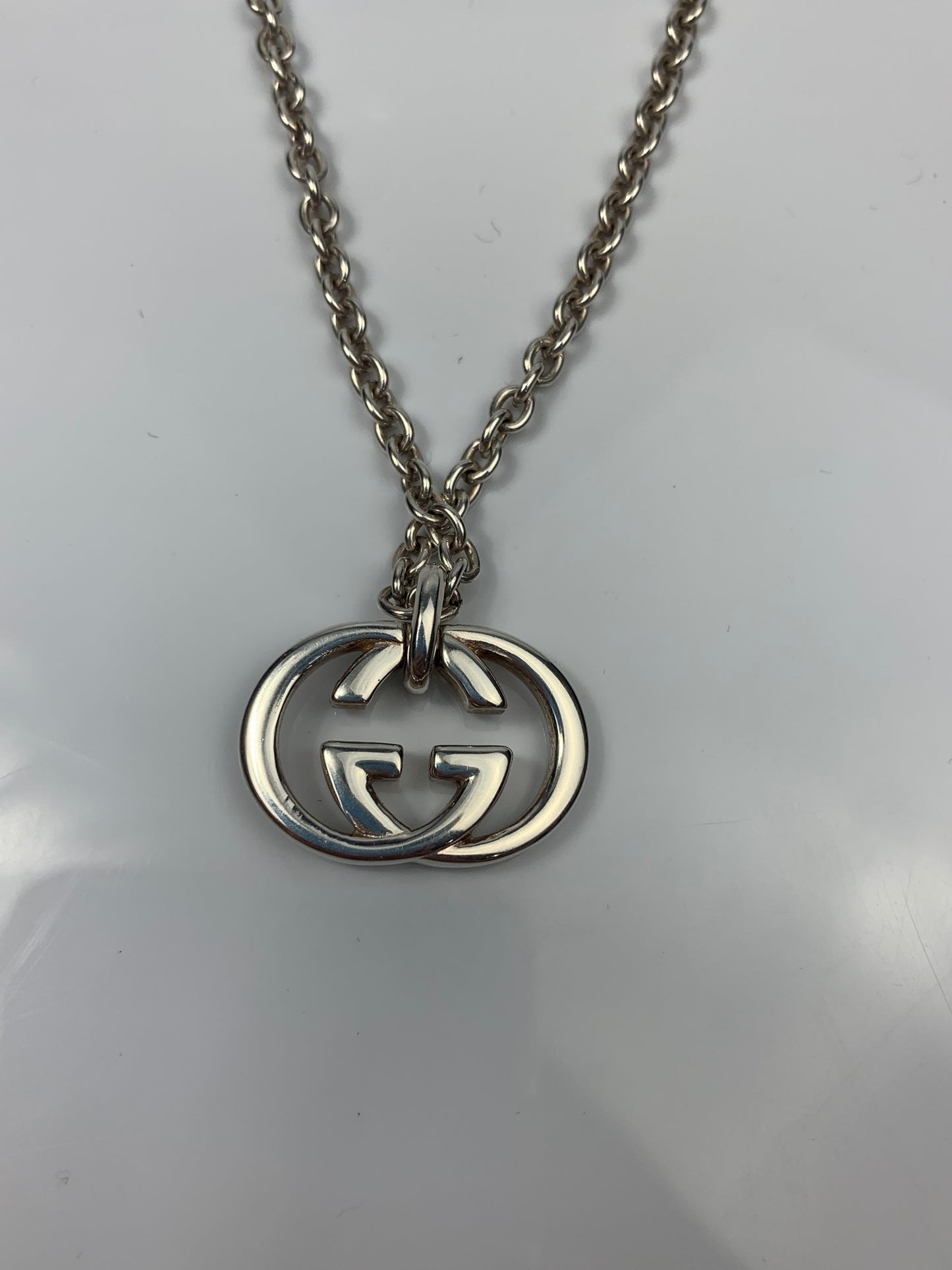 Gucci Sterling Silver 925 Necklace Logo Chain