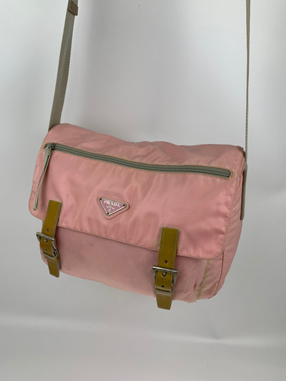 Prada Pink Saffiano Laptop Shoulder Bag