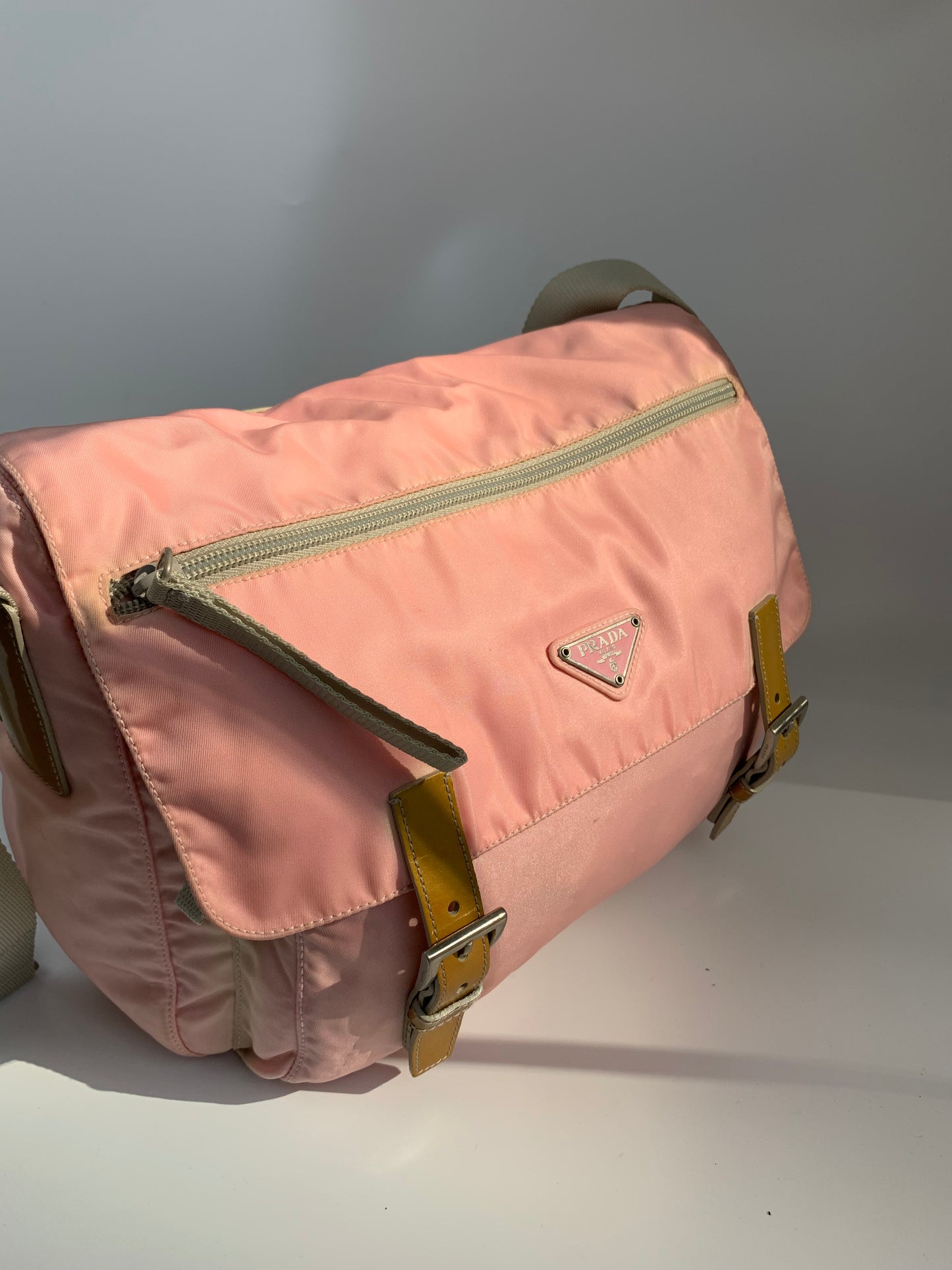 Prada Pink Saffiano Laptop Shoulder Bag