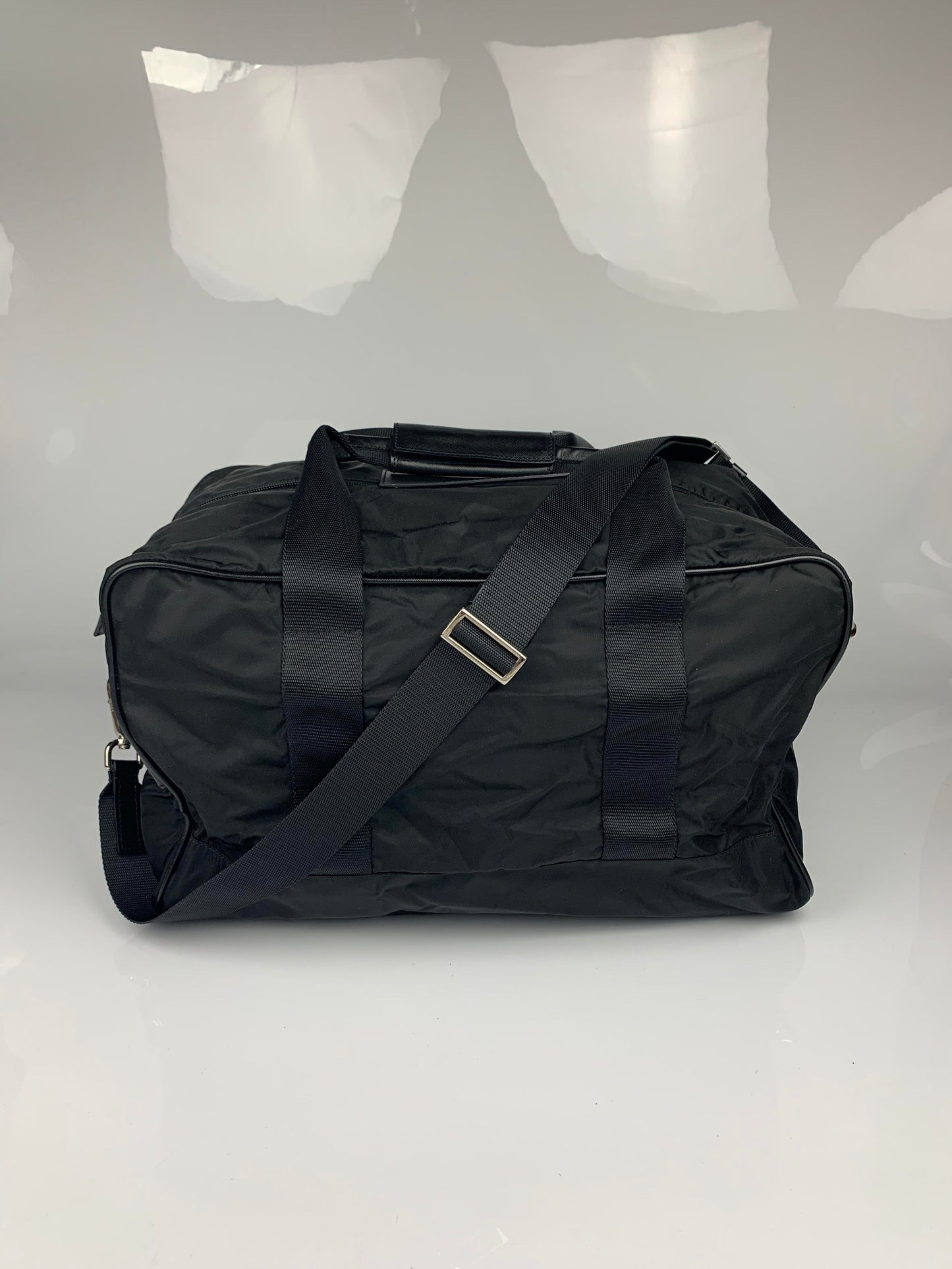 Prada Black Saffiano Travel Gym Duffle Bag