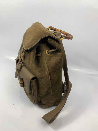 Gucci Seude Golden Brown Bamboo Backpack Bag