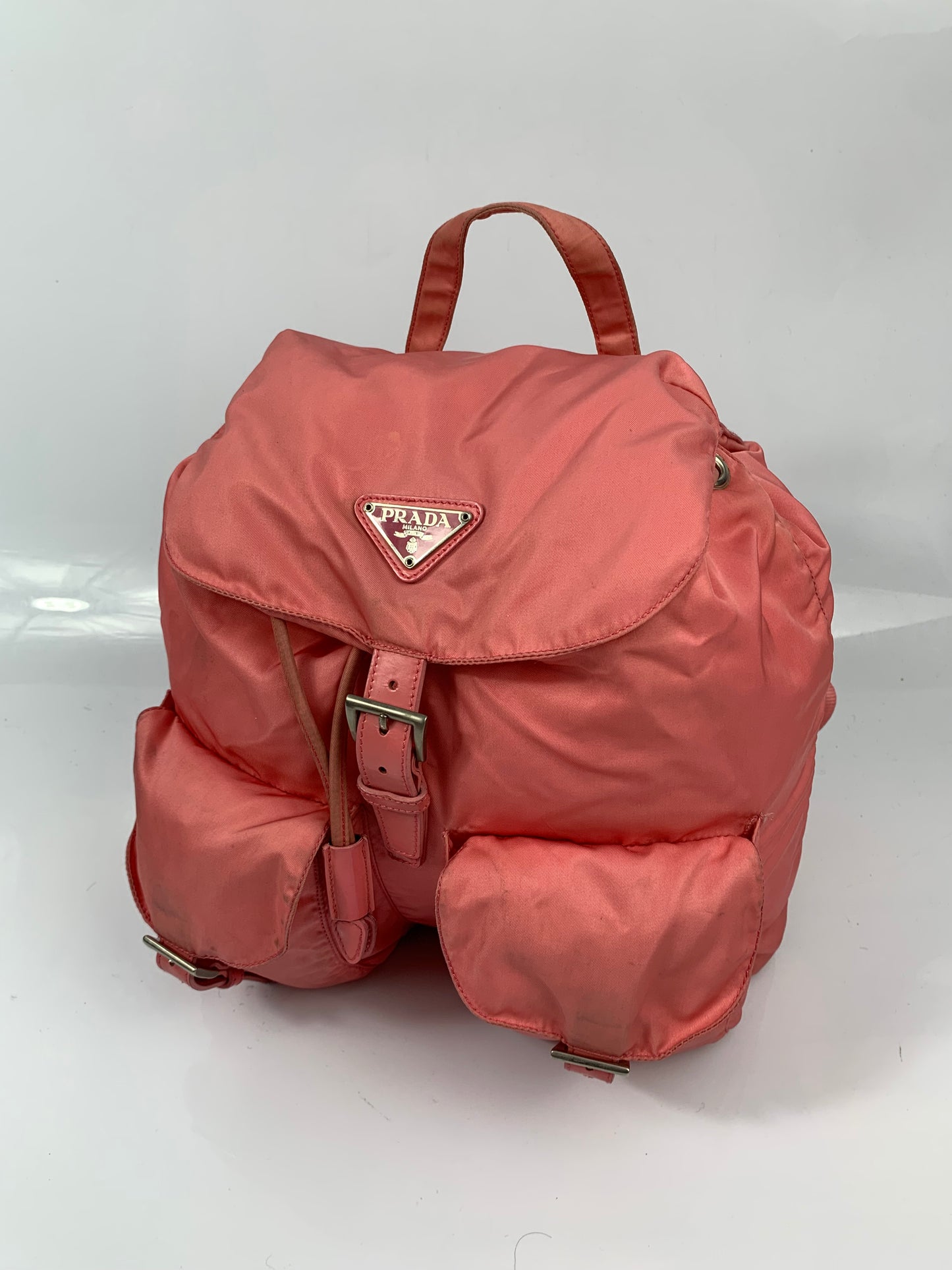 Prada Pink Flame Saffiano Classic Backpack Bag