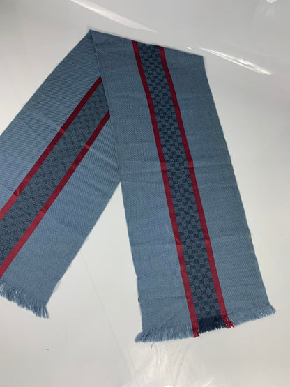 Gucci Blue Monogram Red Lining Scarf