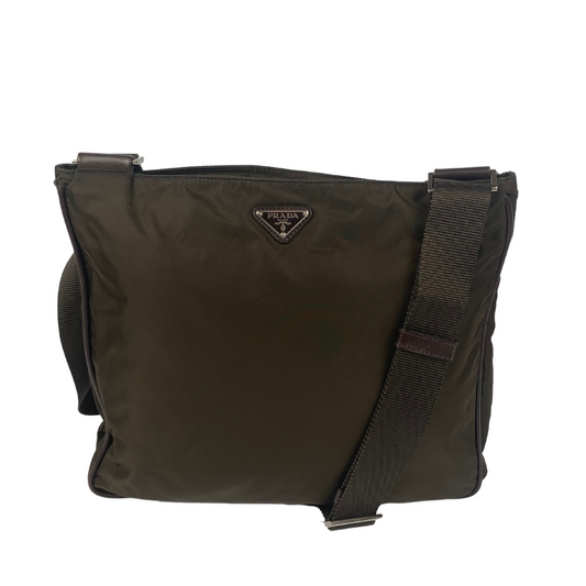 Prada Khaki Green Saffiano Messenger Bag