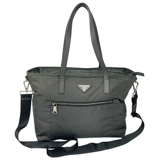 Prada Classic Grey Saffiano Tote Shoulder Bag