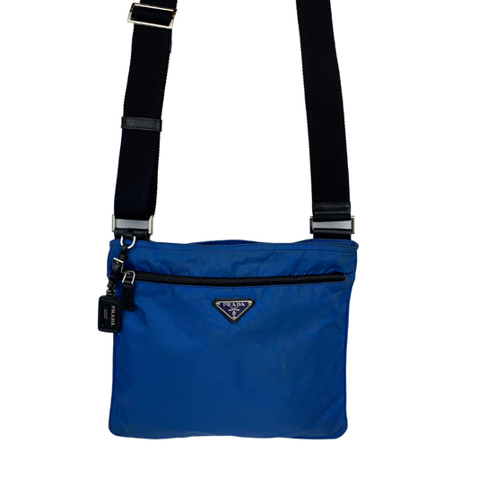 Prada Blue Saffiano Crossbody Shoulder Bag