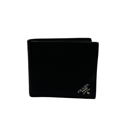 Prada Saffiano Matte Black Leather Bifold Wallet