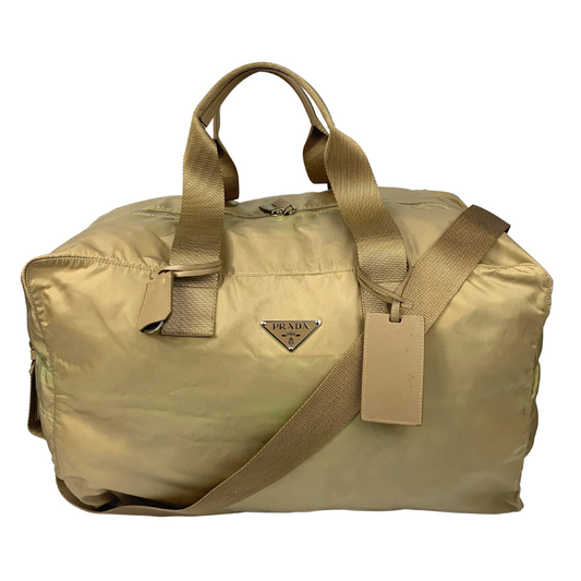 Prada Yellow Saffiano Duffle Shoulder Bag