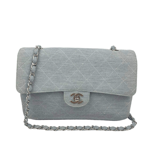 Chanel Blue Cotton Turnlock Shoulder Bag